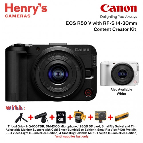 Canon EOS R50 V with RF-S14-30mm f/4-6.3 IS STM PZ Content Creator Kit